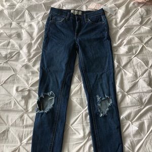 nwt dark blue free people jeans size 24